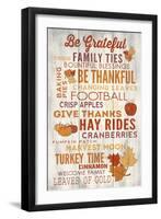 Be Grateful - Thanksgiving Typography-Lantern Press-Framed Art Print