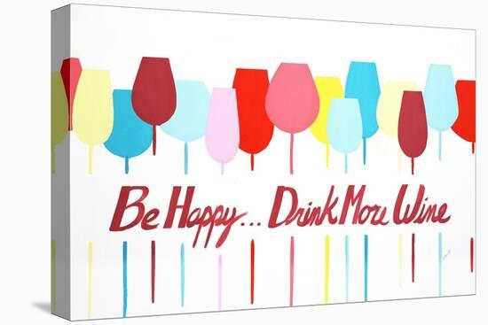 Be Happy Drink More Wine-Edmunds Edmunds-Stretched Canvas