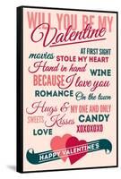 Be Mine - Valentines Day Typography-Lantern Press-Framed Stretched Canvas