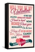 Be Mine - Valentines Day Typography-Lantern Press-Framed Stretched Canvas