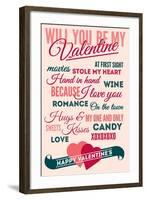 Be Mine - Valentines Day Typography-Lantern Press-Framed Art Print