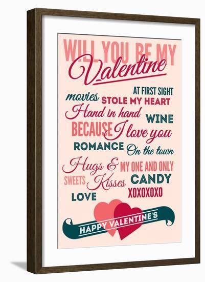 Be Mine - Valentines Day Typography-Lantern Press-Framed Art Print