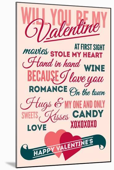Be Mine - Valentines Day Typography-Lantern Press-Mounted Art Print