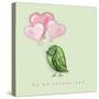 Be My Valentine Bird With Pink Heart Balloons-Cherie Roe Dirksen-Stretched Canvas