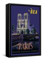 Be Paris and Notre Dame Cathedral-Daphne Padden-Framed Stretched Canvas