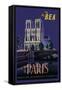 Be Paris and Notre Dame Cathedral-Daphne Padden-Framed Stretched Canvas