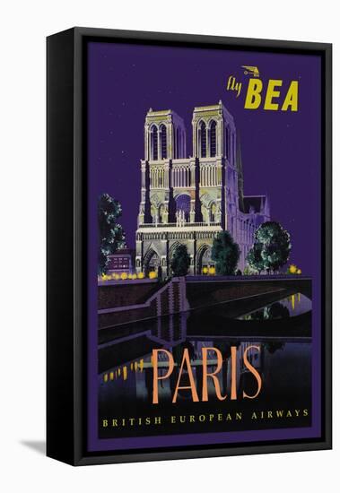 Be Paris and Notre Dame Cathedral-Daphne Padden-Framed Stretched Canvas