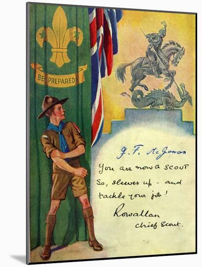 'Be Prepared', Boy Scout Enrolment Card. 1947-English School-Mounted Giclee Print