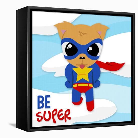 Be Super Dog-Jace Grey-Framed Stretched Canvas