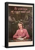 Be With Him at Every Mail Call V-Mail is Private Reliable Patriotic WWII War Propaganda Poster-null-Framed Poster