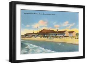 Beach and Bath House, Kennebunkport, Maine-null-Framed Art Print