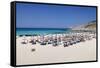 Beach and Bay Cala Mesquita, Capdepera, Majorca (Mallorca)-Markus Lange-Framed Stretched Canvas