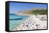 Beach and Bay, Cala Mesquita, Capdepera-Markus Lange-Framed Stretched Canvas