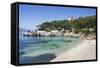 Beach and Bay of Cala Gat, Cala Ratjada, Majorca (Mallorca)-Markus Lange-Framed Stretched Canvas