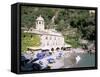 Beach and Benedictine Abbey of San Fruttuosa, Headland of Portofino, Liguria, Italy-Richard Ashworth-Framed Stretched Canvas