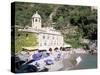 Beach and Benedictine Abbey of San Fruttuosa, Headland of Portofino, Liguria, Italy-Richard Ashworth-Stretched Canvas