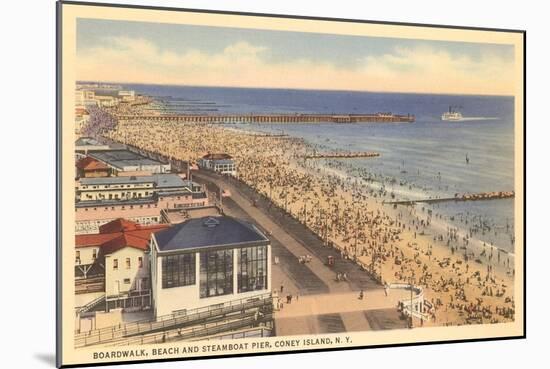 Beach and Boardwalk, Coney Island, New York City-null-Mounted Art Print