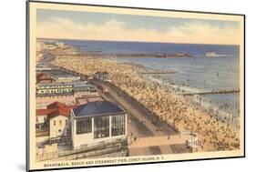 Beach and Boardwalk, Coney Island, New York City-null-Mounted Art Print