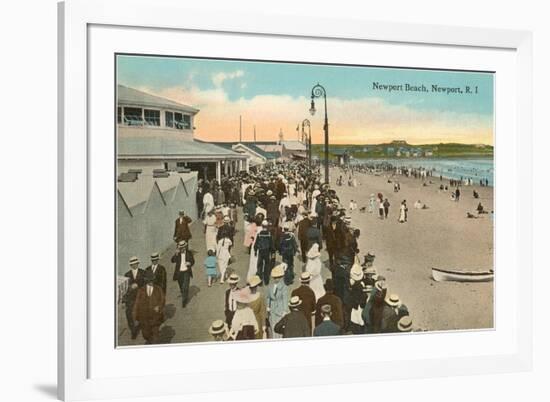 Beach and Boardwalk, Newport, Rhode Island-null-Framed Premium Giclee Print