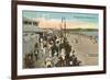 Beach and Boardwalk, Newport, Rhode Island-null-Framed Premium Giclee Print