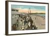Beach and Boardwalk, Newport, Rhode Island-null-Framed Art Print