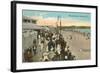 Beach and Boardwalk, Newport, Rhode Island-null-Framed Art Print