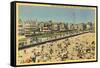 Beach and Boardwalk, Ocean Grove, New Jersey-null-Framed Stretched Canvas