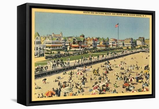 Beach and Boardwalk, Ocean Grove, New Jersey-null-Framed Stretched Canvas