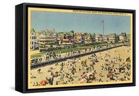 Beach and Boardwalk, Ocean Grove, New Jersey-null-Framed Stretched Canvas