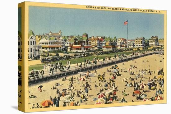 Beach and Boardwalk, Ocean Grove, New Jersey-null-Stretched Canvas