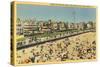 Beach and Boardwalk, Ocean Grove, New Jersey-null-Stretched Canvas