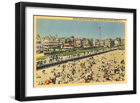 Beach and Boardwalk, Ocean Grove, New Jersey-null-Framed Art Print