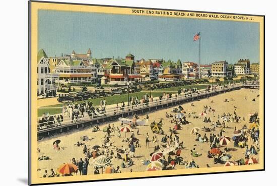 Beach and Boardwalk, Ocean Grove, New Jersey-null-Mounted Art Print