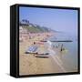 Beach and Boats, Bournemouth, Dorset, England-Roy Rainford-Framed Stretched Canvas