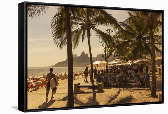 Beach and Cafe, Rio De Janeiro, Brazil, South America-Angelo-Framed Stretched Canvas