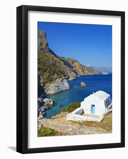 Beach and Church, Agia Anna, Amorgos, Cyclades, Aegean, Greek Islands, Greece, Europe-Tuul-Framed Photographic Print