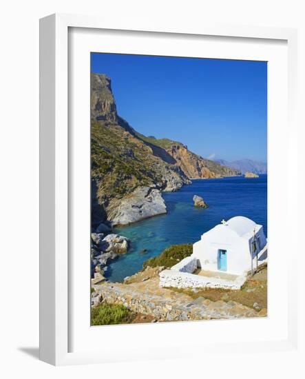 Beach and Church, Agia Anna, Amorgos, Cyclades, Aegean, Greek Islands, Greece, Europe-Tuul-Framed Photographic Print