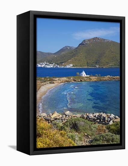 Beach and Church, Agios Panteleimon, Amorgos, Cyclades, Aegean, Greek Islands, Greece, Europe-Tuul-Framed Stretched Canvas