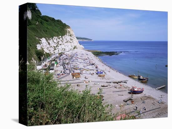 Beach and Cliffs, Beer, Devon, England, United Kingdom-Roy Rainford-Stretched Canvas