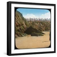 Beach and Cliffs, Newquay, Cornwall, Late 19th or Early 20th Century-null-Framed Giclee Print