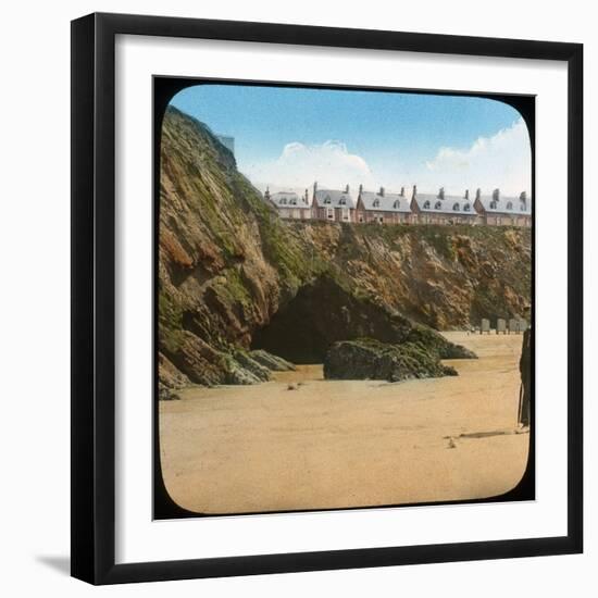 Beach and Cliffs, Newquay, Cornwall, Late 19th or Early 20th Century-null-Framed Giclee Print