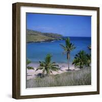 Beach and Coastline at Playa Anakena, on the North Coast of Easter Island, Chile-Geoff Renner-Framed Photographic Print