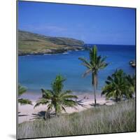 Beach and Coastline at Playa Anakena, on the North Coast of Easter Island, Chile-Geoff Renner-Mounted Photographic Print