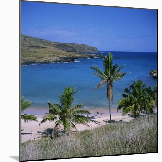 Beach and Coastline at Playa Anakena, on the North Coast of Easter Island, Chile-Geoff Renner-Mounted Photographic Print