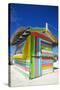 Beach and Colourful Beach Hut-Frank Fell-Stretched Canvas