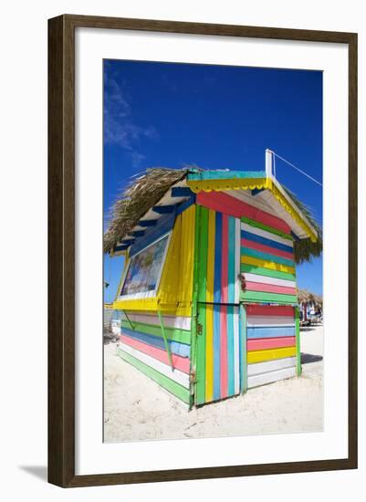 Beach and Colourful Beach Hut-Frank Fell-Framed Photographic Print