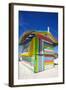 Beach and Colourful Beach Hut-Frank Fell-Framed Photographic Print