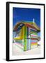 Beach and Colourful Beach Hut-Frank Fell-Framed Photographic Print