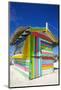 Beach and Colourful Beach Hut-Frank Fell-Mounted Photographic Print