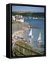 Beach and Cottages, St. Mawes, Cornwall, England, United Kingdom-Jenny Pate-Framed Stretched Canvas